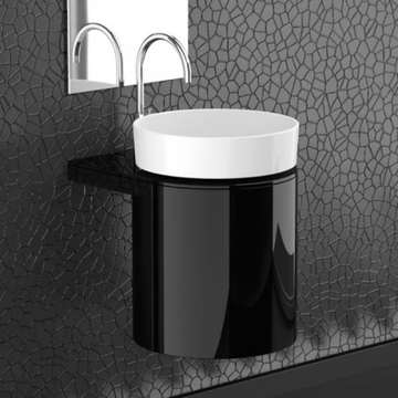 LEONARDO KOIN MEDIO BLACK RHO WHITE - Wooden vanity unit by Glass Design - view 3